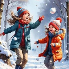 Схема вышивки «Дети, детство, зимние забавы.»