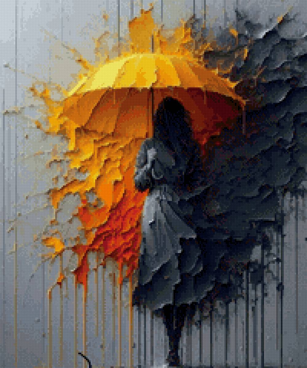 Девушка с зонтом - предпросмотр