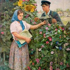 Схема вышивки «Встреча у плетня»