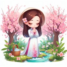 Схема вышивки «Вьетнамочка ко дню независимости»