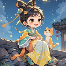 Китаяночка, кот ночью на крыше Кирова