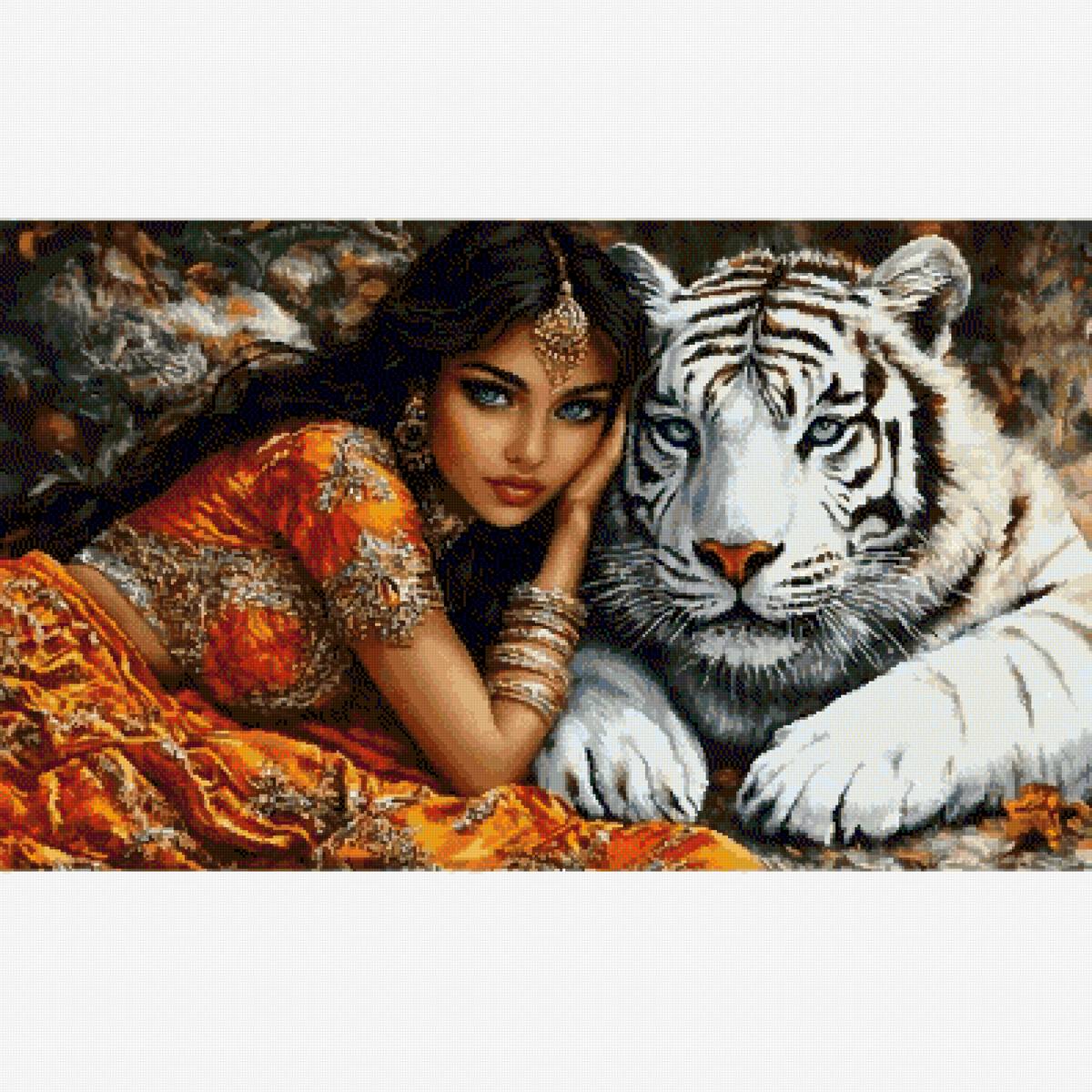 Сказка Шахерезады - индийская принцесса, белый тигр - предпросмотр