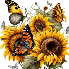 Схема вышивки «Бабочки в подсолнухах»