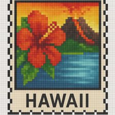 80x120 stitches, DMC, 20 colors, Diffusion: 0% hawaii