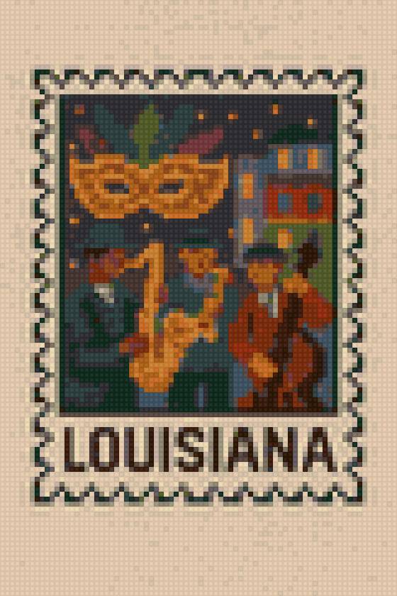 80x120 stitches, DMC, 25 colors, Diffusion: 0% lousiana - предпросмотр