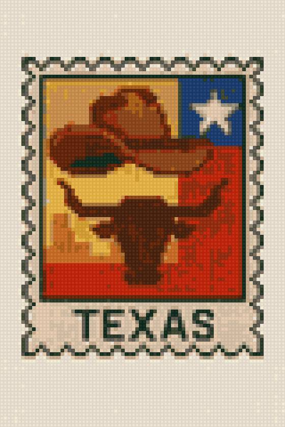 80x120 stitches, DMC, 25 colors, Diffusion: 0% teksas - предпросмотр