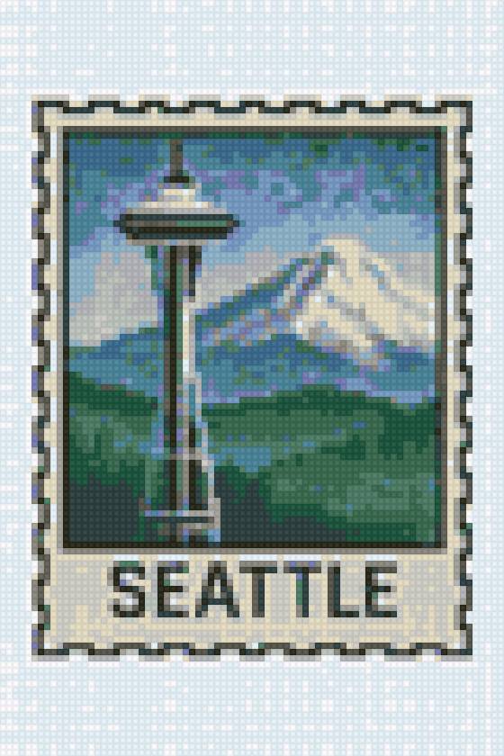 80x120 stitches, DMC, 20 colors, Diffusion: 0% seattle - предпросмотр