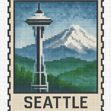 80x120 stitches, DMC, 20 colors, Diffusion: 0% seattle