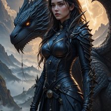 Схема вышивки «девушка и дракон»