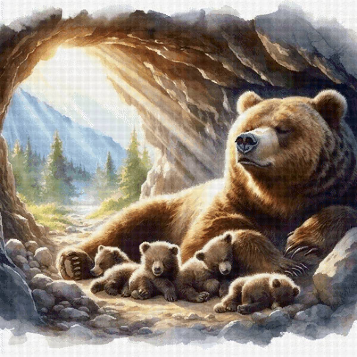 Медведица с медвежатами - предпросмотр