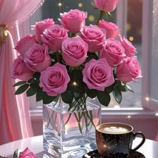 Схема вышивки «Róże w szklanym wazonie»