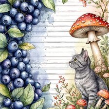 Схема вышивки «Кот и черника»