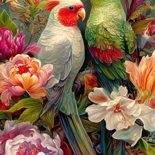 Схема вышивки «Попугайчики»