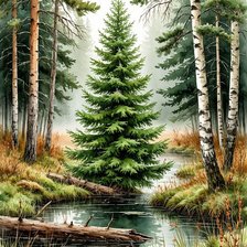 Схема вышивки «Лес»