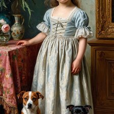 Схема вышивки «Girl and her dogs»