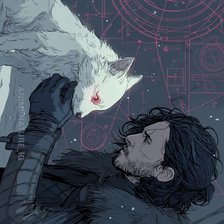 Схема вышивки «Джон Сноу и Призрак»