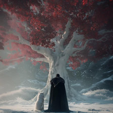 Схема вышивки «Джон Сноу и Призрак в богороще»