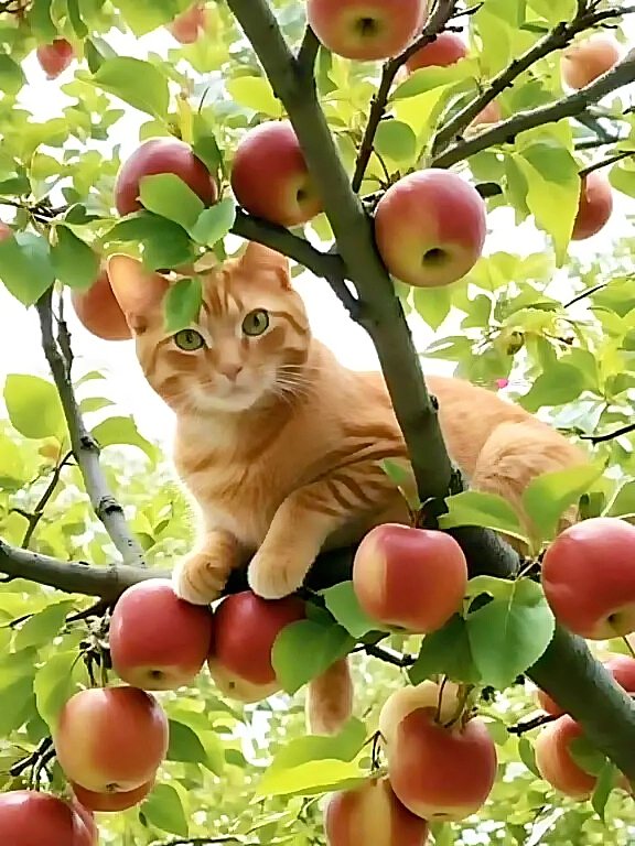 Собираю урожай - сад, кот, осень - оригинал