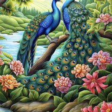 Схема вышивки «Павлины»