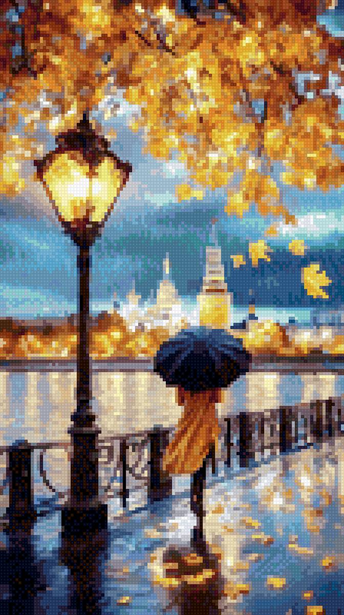 Осень, - дождь, осень, под зонтом - предпросмотр