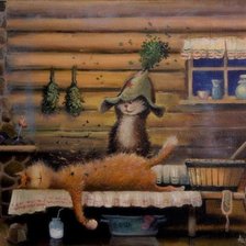 Схема вышивки «Коты в бане»