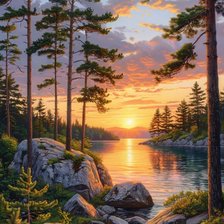 Схема вышивки «Сосновый берег»