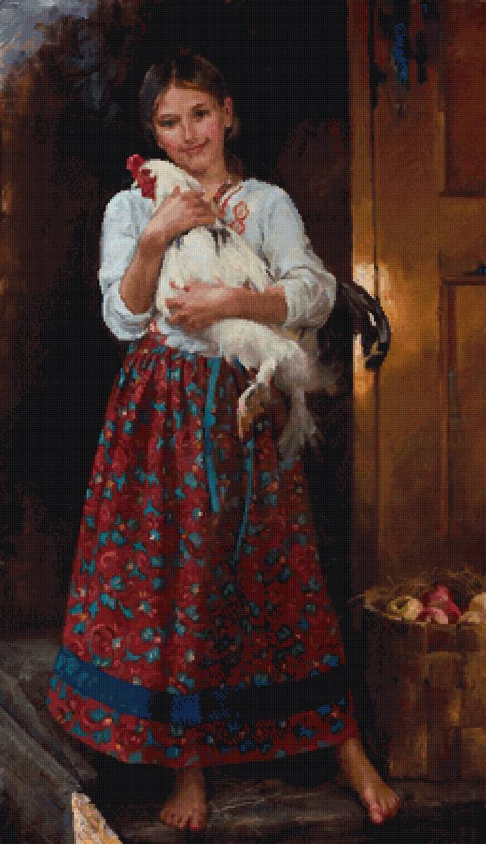 Девочка с петухом. Русская красота. - предпросмотр