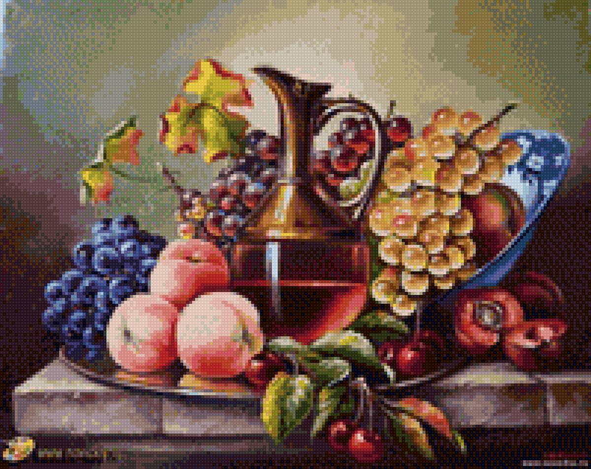 НАТЮРМОРТ - фрукты виноград кувшин - предпросмотр