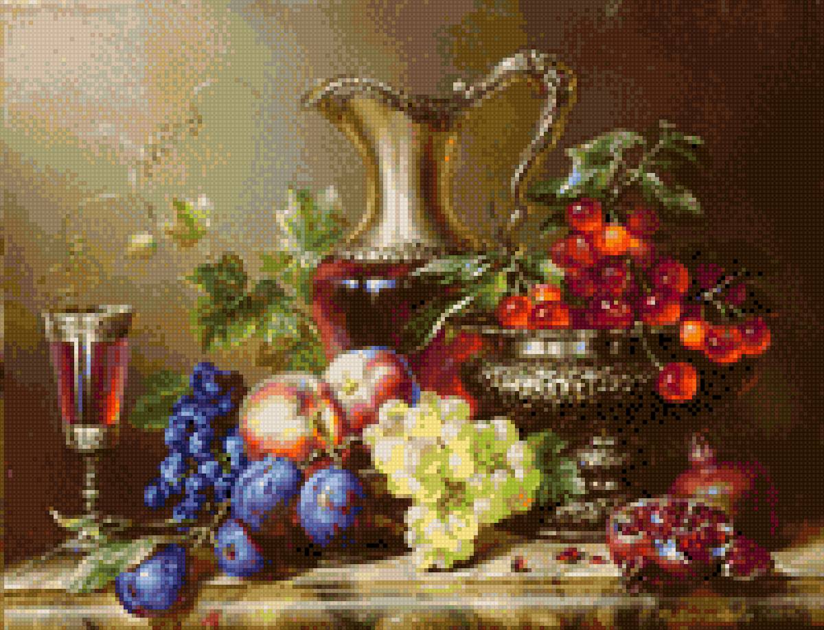 НАТЮРМОРТ - фрукты виноград кувшин - предпросмотр