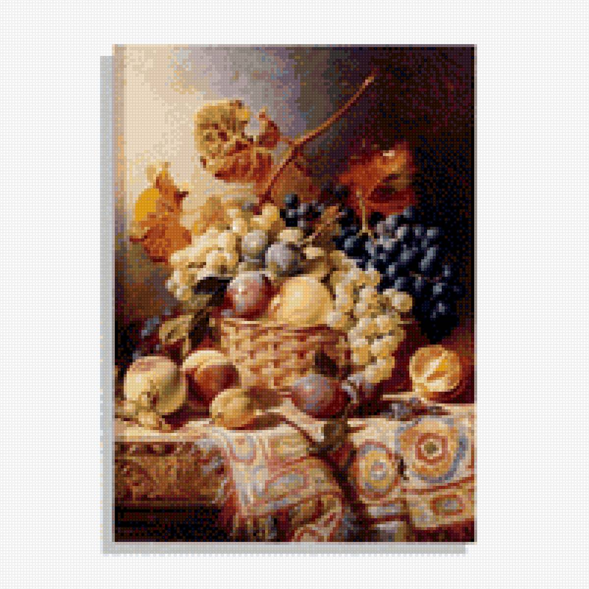 НАТЮРМОРТ - корзина виноград фрукты - предпросмотр