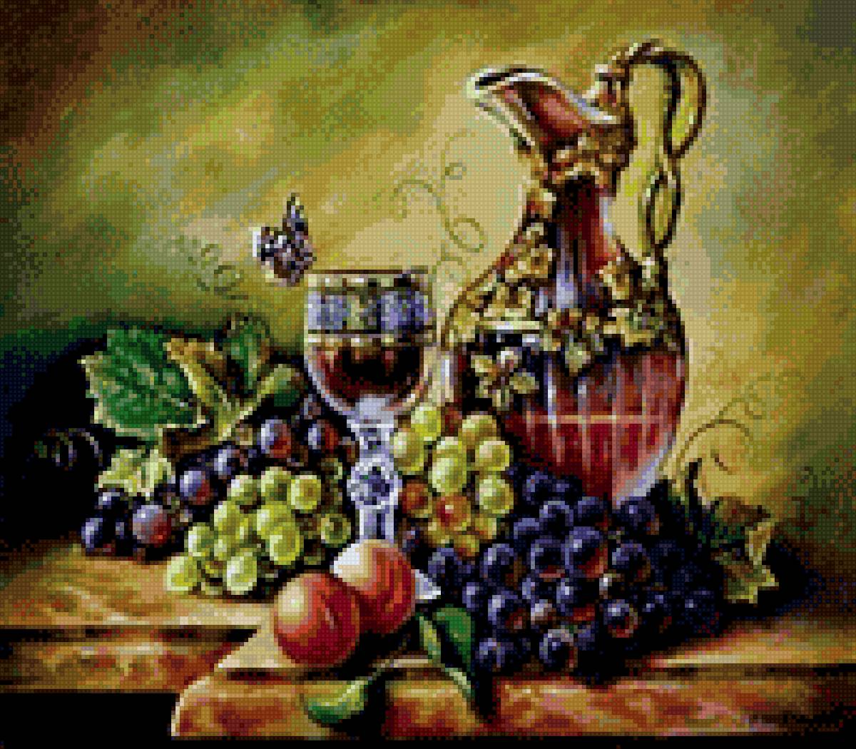 НАТЮРМОРТ - фрукты виноград кувшин - предпросмотр