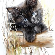 Схема вышивки «Котенок»