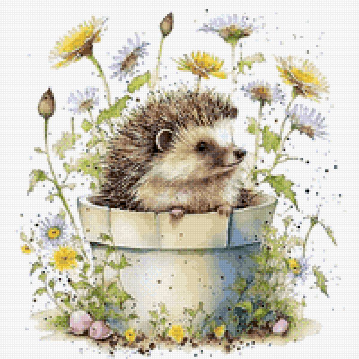 Ёжик - цветы, ежик - предпросмотр