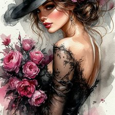 Схема вышивки «Девушка с розами»