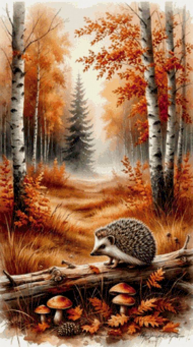 Ежик в лесу - ежик, осень, лес - предпросмотр