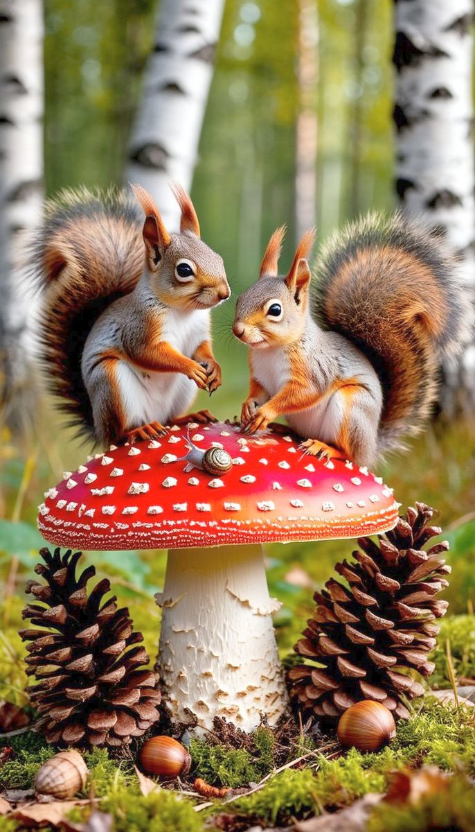 Белки осенью - белки, лес, осень - оригинал