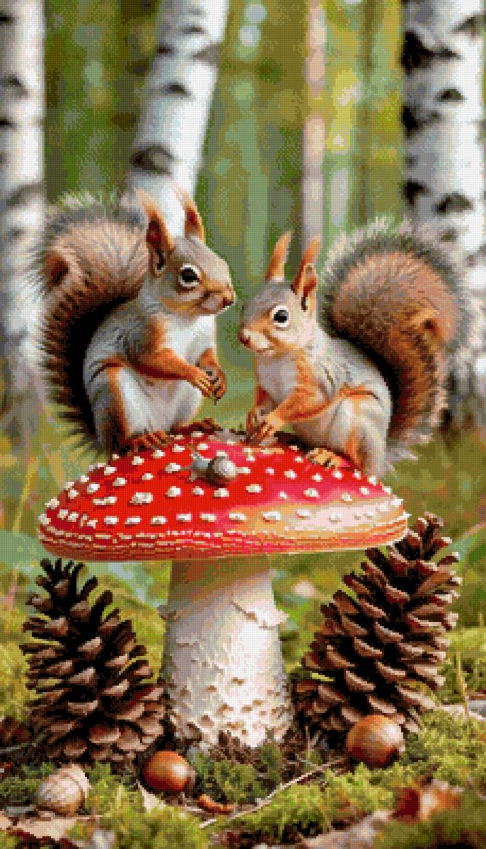 Белки осенью - осень, белки, лес - предпросмотр