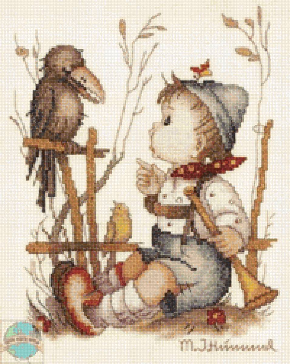 boy with crow - предпросмотр