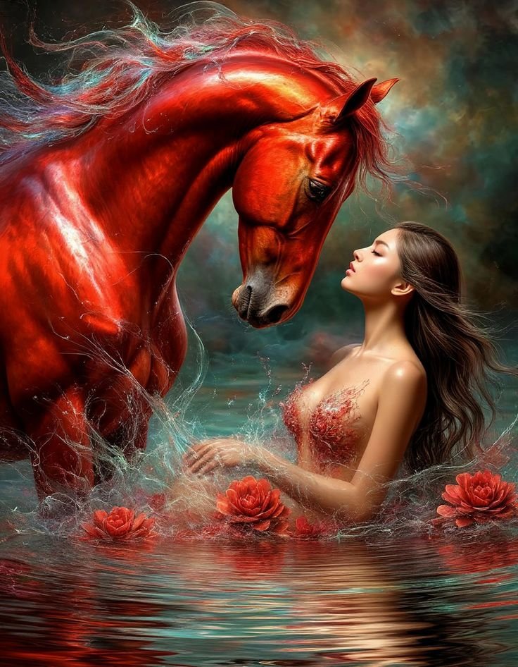 Вдвоём - вода, лошадь, девушка - оригинал