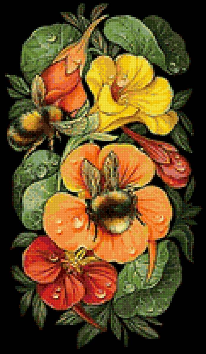 Шмели - цветы - предпросмотр