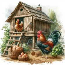 Схема вышивки «Петушок и курочка»