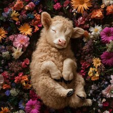 Схема вышивки «коровка в цветах мини»