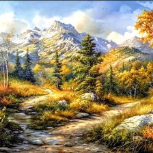 Схема вышивки «осень в горах»