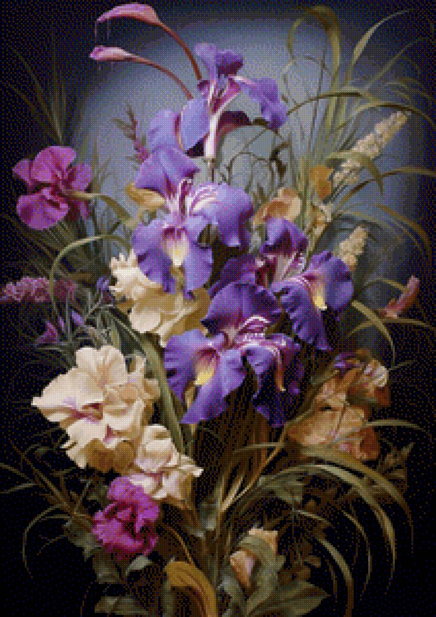 Ирисы - букет, цветы - предпросмотр