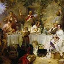 Схема вышивки «Жозэф Данхаузер Картина Вино Женщина Песня»