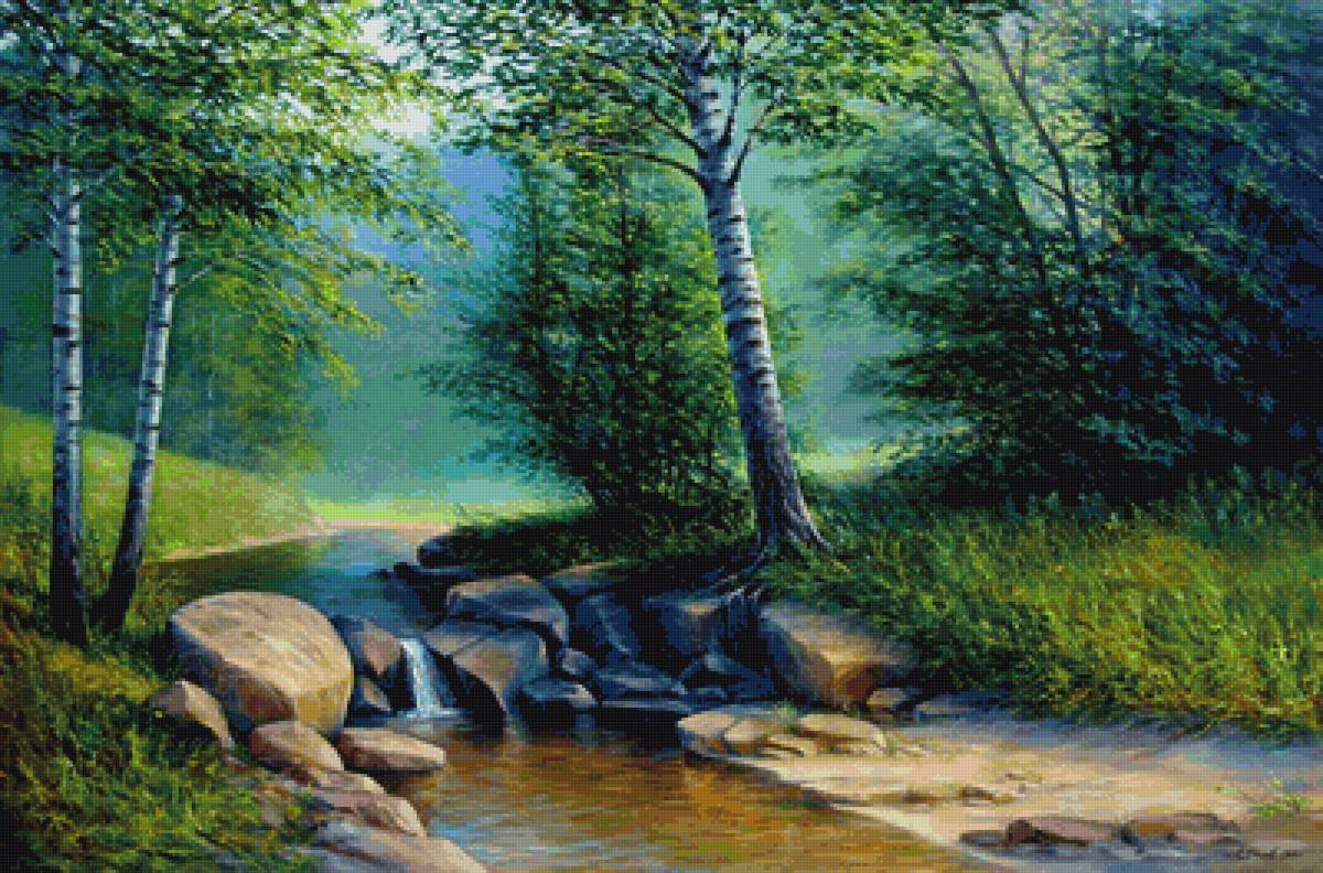 ручей в лесу - предпросмотр