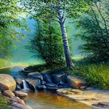 Схема вышивки «ручей в лесу»