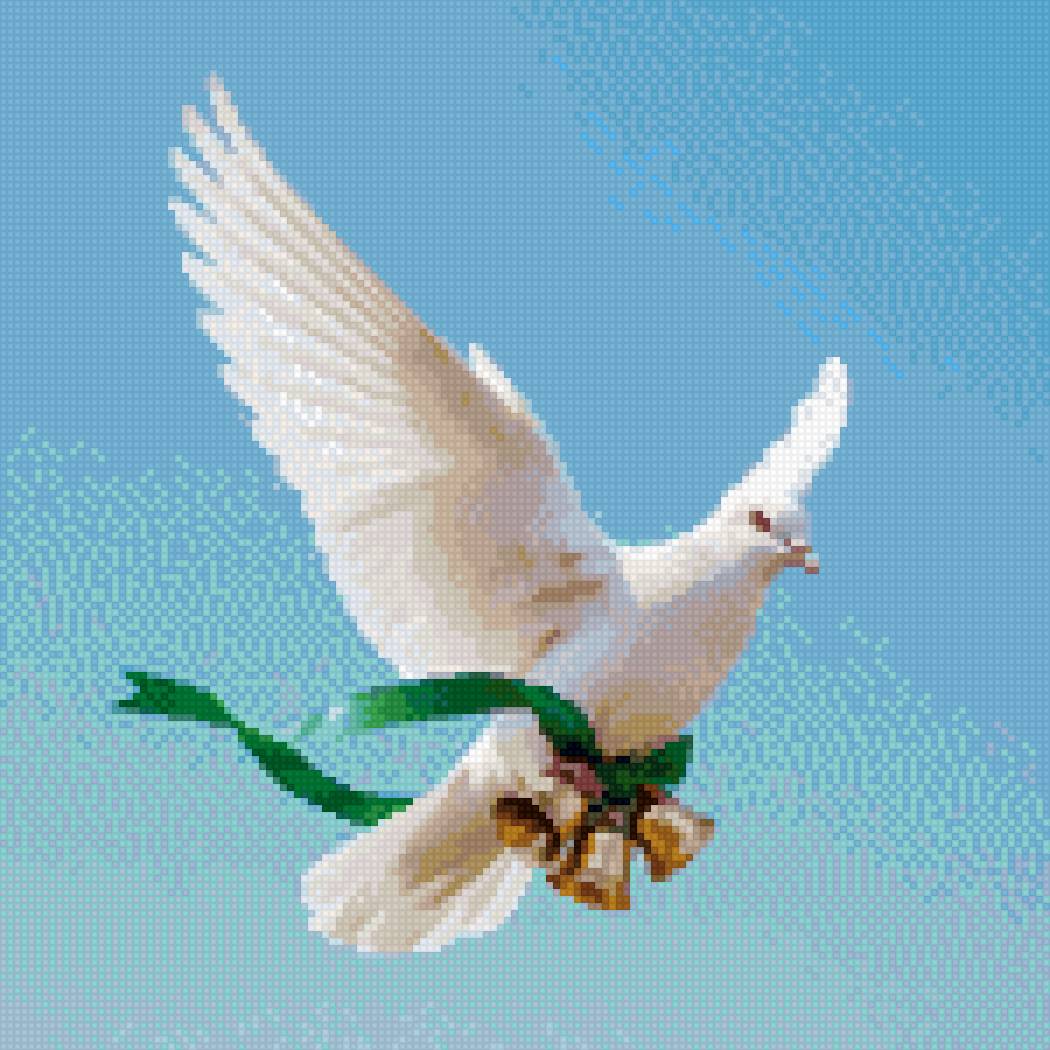 Голубь с колоколами - голубь, колокола, белый голубь - предпросмотр