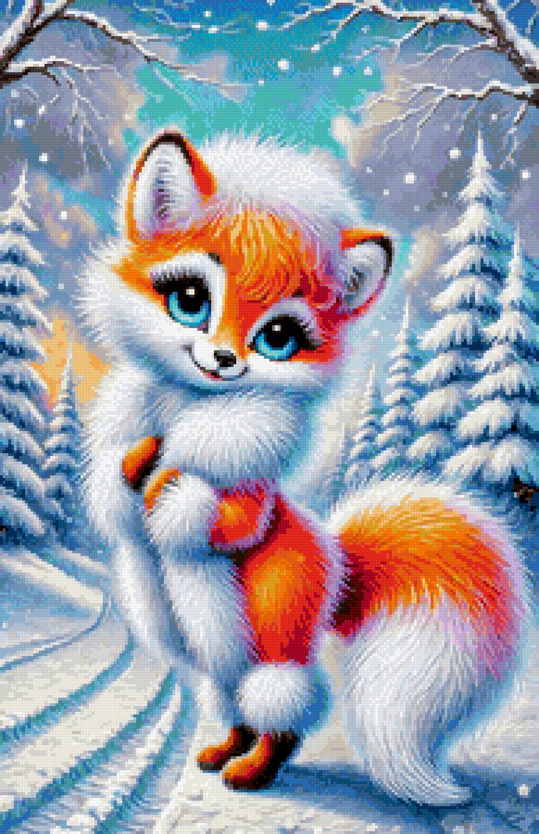 Первый снег - лиса, зима - предпросмотр