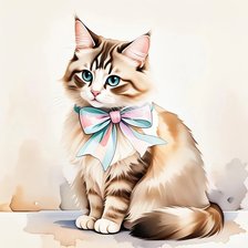 Схема вышивки «Кошка с бантом»